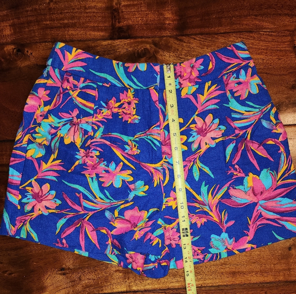 J. CREW Linen Blend Tropical Floral Shorts in Navy Multicolor W Pockets Sz 4 EUC - Picture 5 of 8
